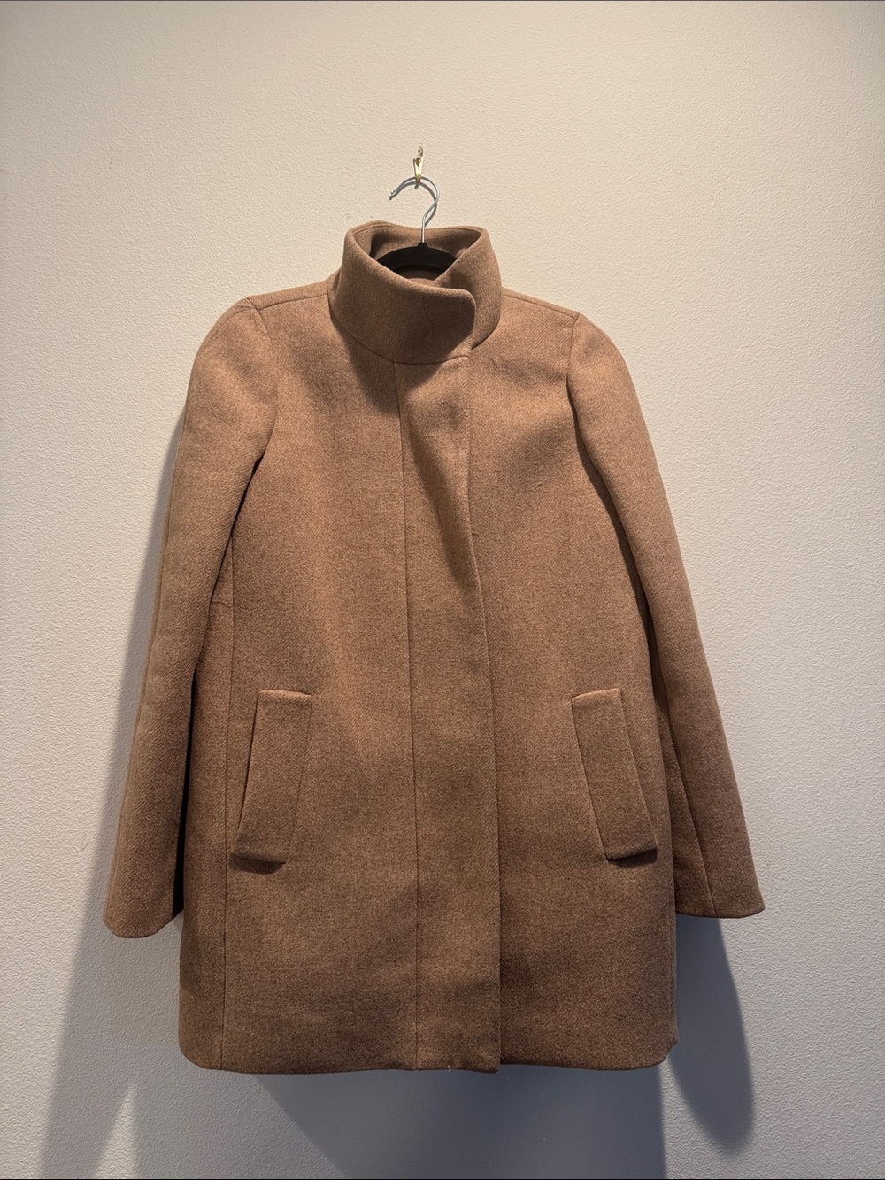 J. Crew Women's Tan Funnel Collar Wool-Blend Coat